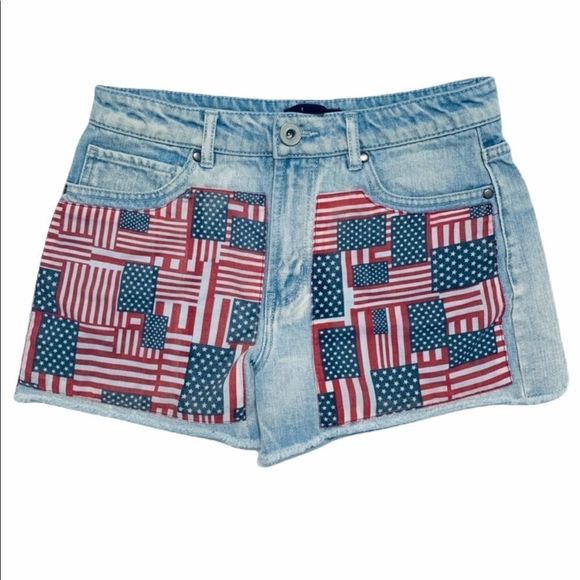 EUC Forever 21 American Flag Cut Off Jean Shorts - Picture 2 of 10
